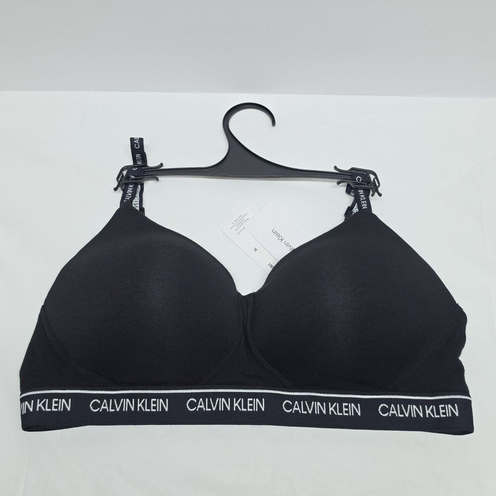 CALVIN KLEIN Archive Logo Black White Lightly Lined Bralette Bra Womens Sz XL